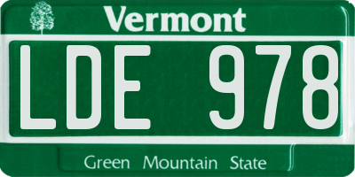 VT license plate LDE978