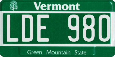 VT license plate LDE980