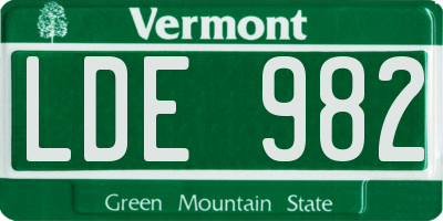 VT license plate LDE982