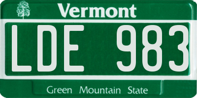 VT license plate LDE983