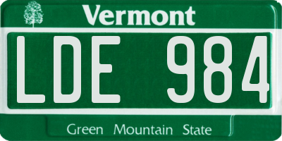 VT license plate LDE984