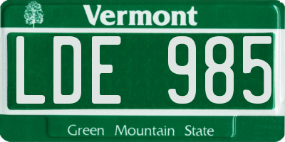 VT license plate LDE985