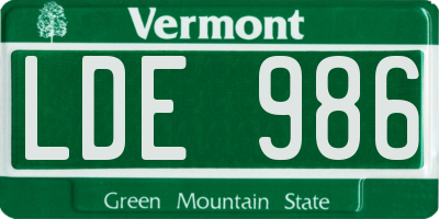 VT license plate LDE986