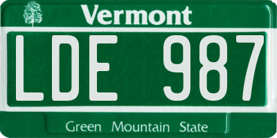 VT license plate LDE987