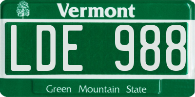 VT license plate LDE988