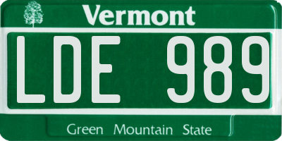 VT license plate LDE989