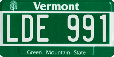 VT license plate LDE991