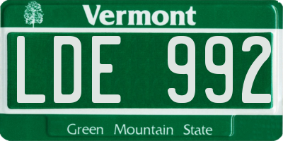 VT license plate LDE992