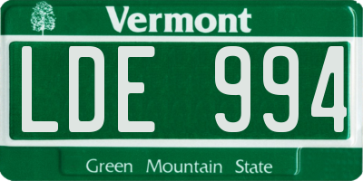 VT license plate LDE994