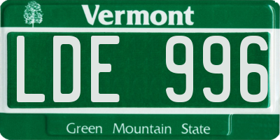 VT license plate LDE996