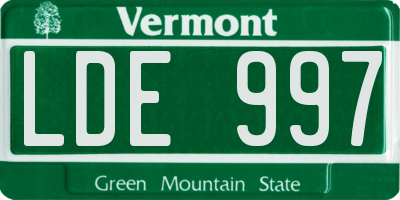 VT license plate LDE997