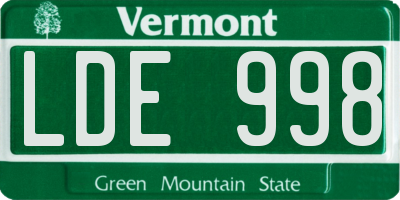VT license plate LDE998