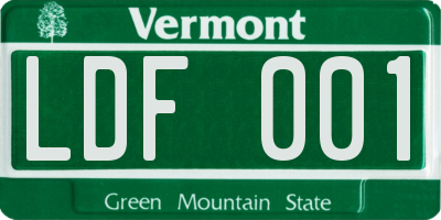 VT license plate LDF001