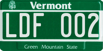 VT license plate LDF002
