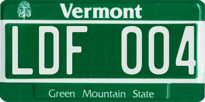 VT license plate LDF004