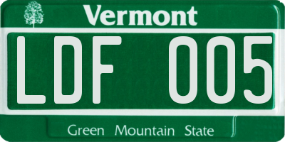VT license plate LDF005