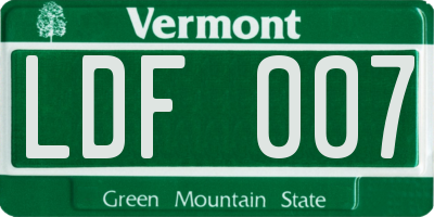 VT license plate LDF007