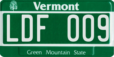 VT license plate LDF009
