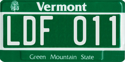 VT license plate LDF011