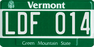 VT license plate LDF014