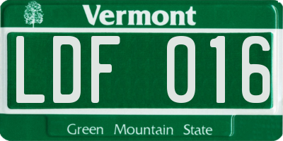 VT license plate LDF016