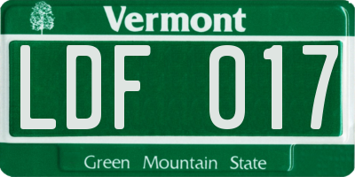 VT license plate LDF017