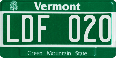 VT license plate LDF020