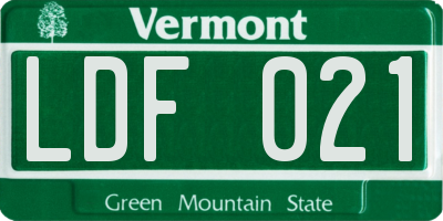 VT license plate LDF021