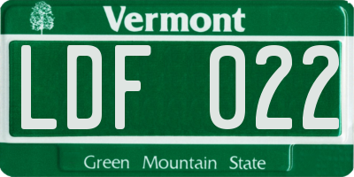 VT license plate LDF022