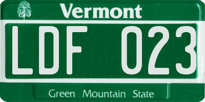VT license plate LDF023