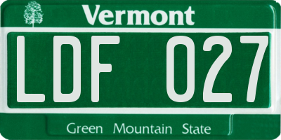 VT license plate LDF027