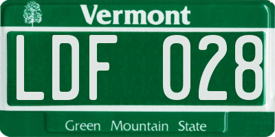 VT license plate LDF028