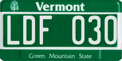 VT license plate LDF030