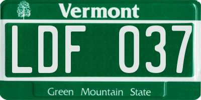 VT license plate LDF037