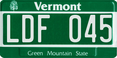 VT license plate LDF045