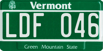 VT license plate LDF046
