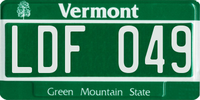 VT license plate LDF049