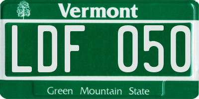 VT license plate LDF050