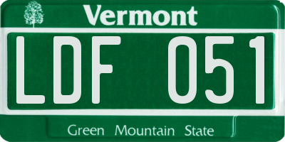 VT license plate LDF051