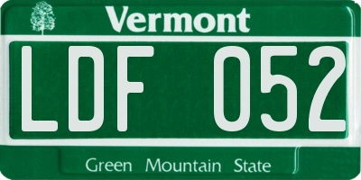 VT license plate LDF052
