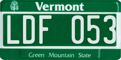 VT license plate LDF053