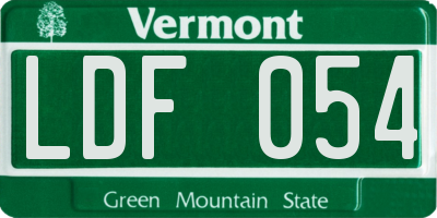 VT license plate LDF054