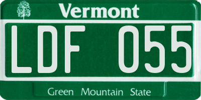 VT license plate LDF055