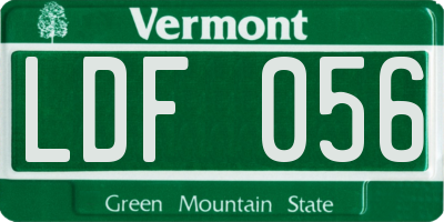 VT license plate LDF056
