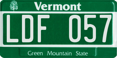 VT license plate LDF057