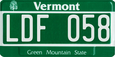 VT license plate LDF058