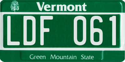VT license plate LDF061