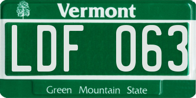 VT license plate LDF063