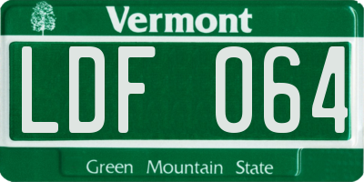 VT license plate LDF064