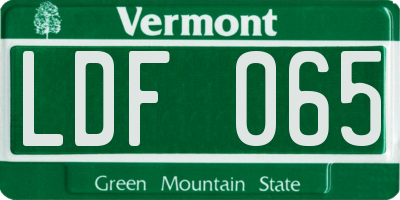 VT license plate LDF065
